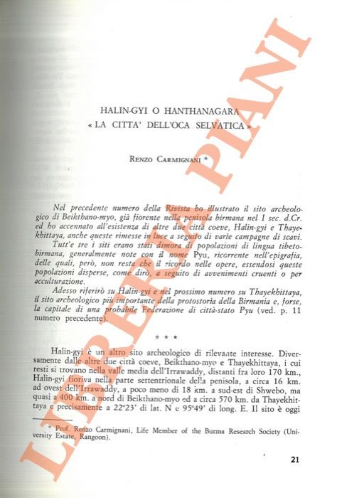 Halin-gyi o Hanthanagara “la città dell'oca selvatica”.