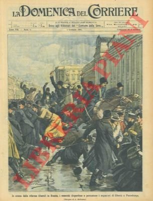I cosacchi disperdono la folla a Pietroburgo.