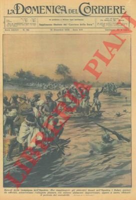 I Dubat, guidati da ufficiali, attraversano l'allagata pianura con zattere …