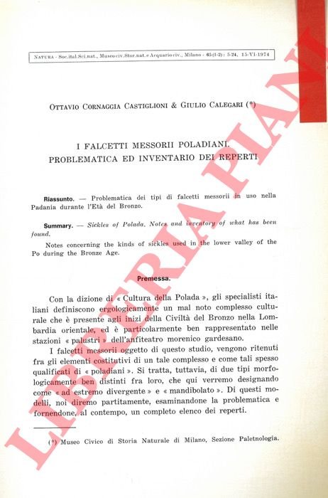 I falcetti messorii poladiani. Problematica ed inventario dei reperti.