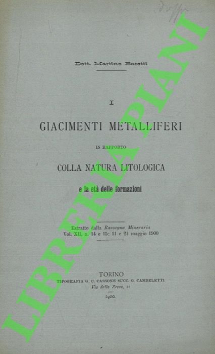 I giacimenti metalliferi in rapporto colla natura litologica e la …