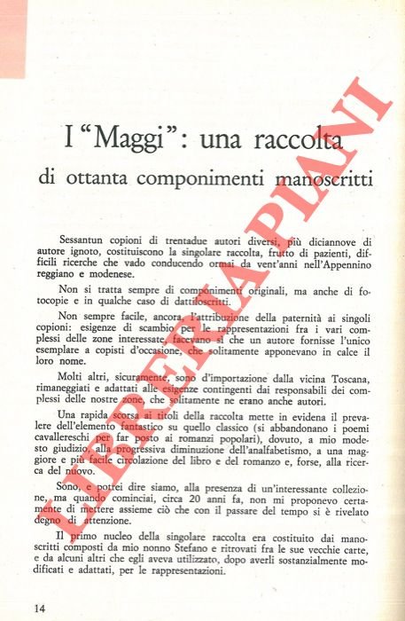 I “Maggi” : una raccolta di ottanta componimenti manoscritti.