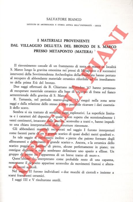 I materiali provenienti dal villaggio dell'Età del Bronzo di S. …