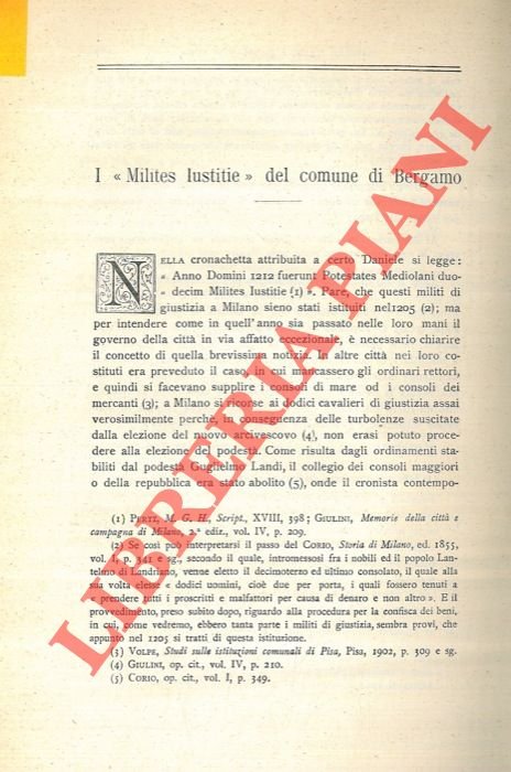 I “Milites Iustitie” del comune di Bergamo.