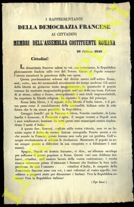 I Rappresentanti della Democrazia Francese ai cittadini membri dell'Assemblea Costituente …