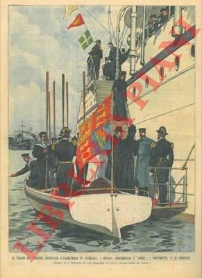 I sovrani d'Inghilterra mentre sbarcano dall' "Orphil" appena giunto in …