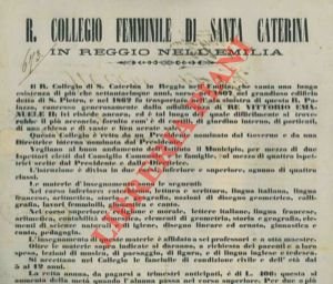 Il Collegio Femminile di Santa Caterina in Reggio Emilia .