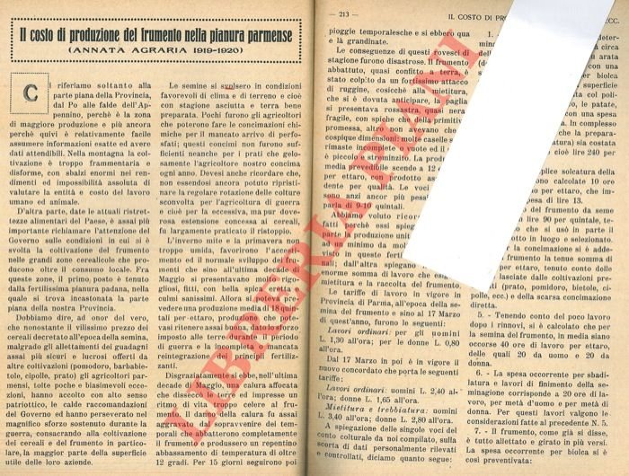 Il costo di produzione del frumento nella pianura parmense (annata …