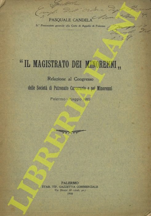 "Il Magistrato dei minorenni". Relazione al Congresso della Società di …