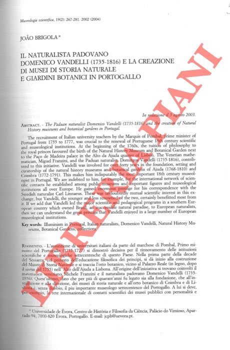 Il naturalista padovano Domenico Vandelli (1735-1816) e la creazione di …