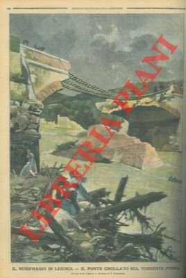 Il nubifragio in Liguria. Il ponte crollato sul torrente Porra.