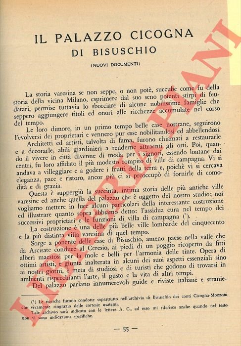 Il Palazzo Cicogna di Bisuschio (Nuovi documenti) .
