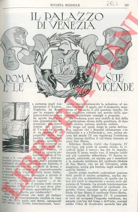 Il Palazzo di Venezia a Roma e le sue vicende.