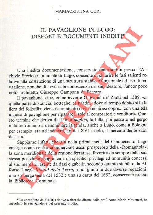 Il pavaglione di Lugo: disegni e documenti inediti.