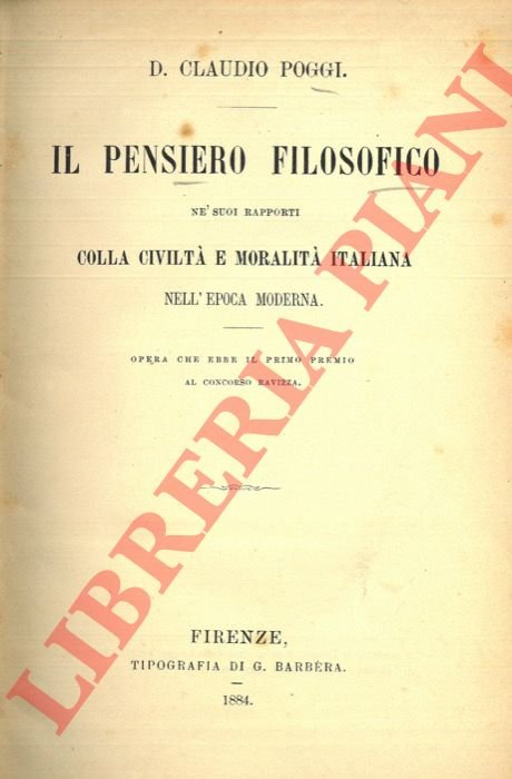 Il pensiero filosofico ne' suoi rapporti colla civiltà e moralità …