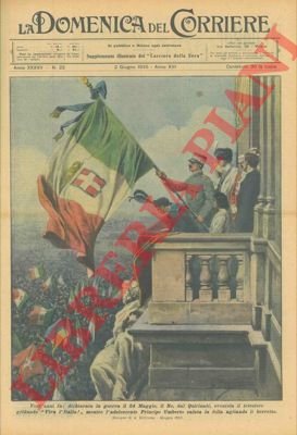 Il Re con il figlio Umberto sventola il tricolore dal …