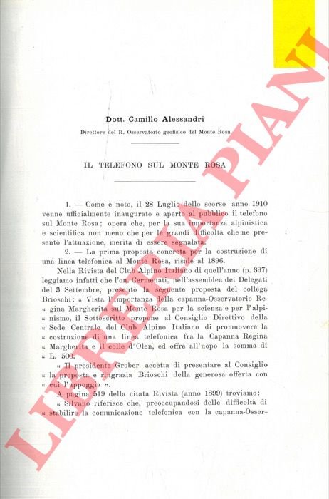 Il telefono sul Monte Rosa.