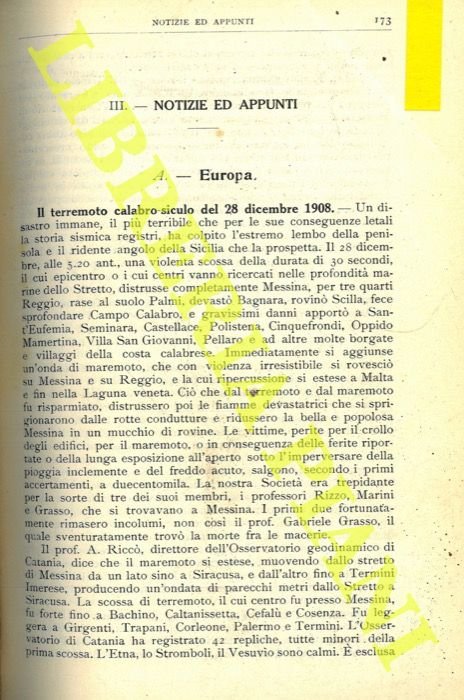 Il terremoto calabro-siculo del 28 dicembre 1908.