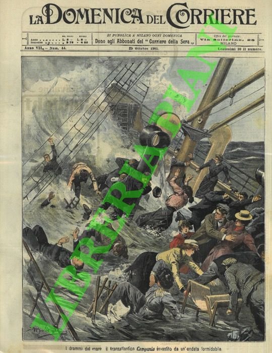 Il transatlantico "Campania" investito da un'onda formidabile.