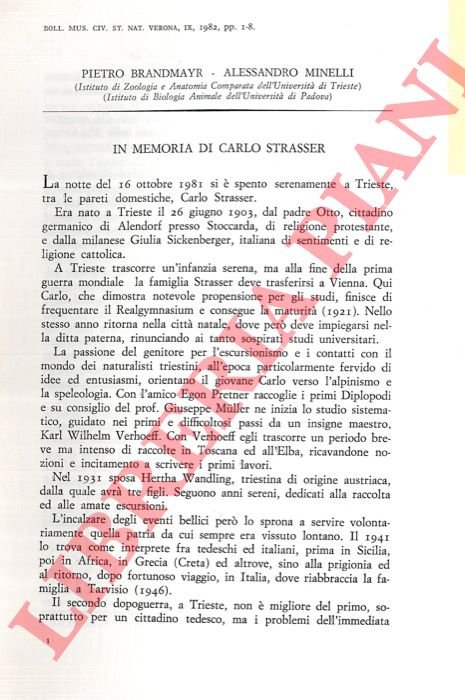 In memoria di Carlo Strasser.