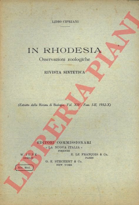 In Rhodesia. Osservazioni zoologiche.