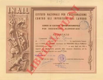 INAIL. Corso di cultura antinfortunistica per insegnanti elementari. Bologna, 1951.