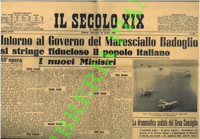 Intorno al Governo del Maresciallo Badoglio si stringe fiducioso il …