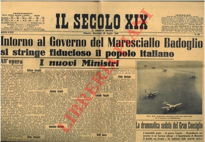 Intorno al Governo del Maresciallo Badoglio si stringe fiducioso il …