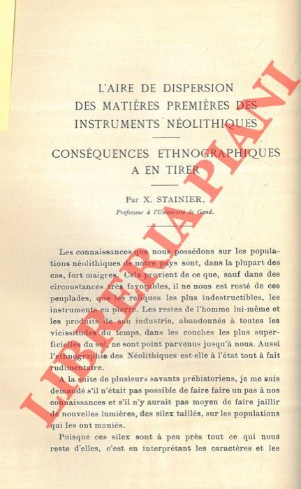 L'aire de dispersion des matières des instruments néolithiques. Conséquences ethnographiques …