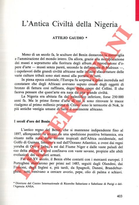 L'antica civiltà della Nigeria.