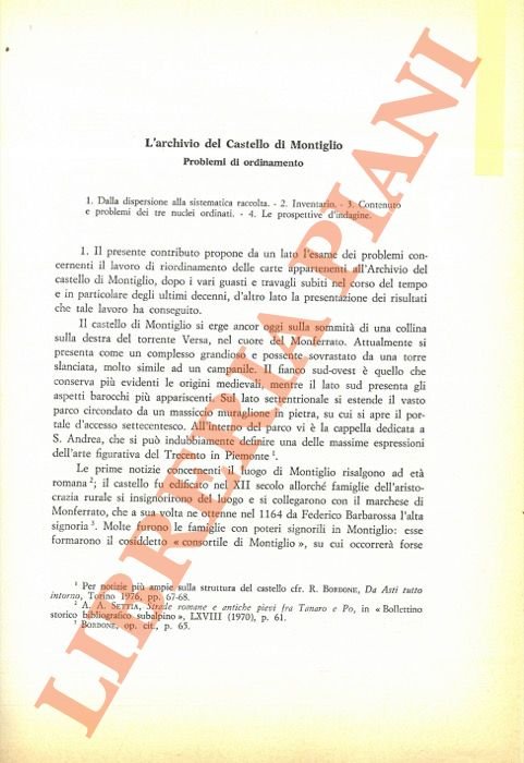 L'archivio del castello di Montiglio.