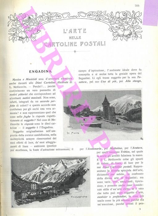 L'arte nelle cartoline postali. Engadina. Castelli valdostani. Sicilia.