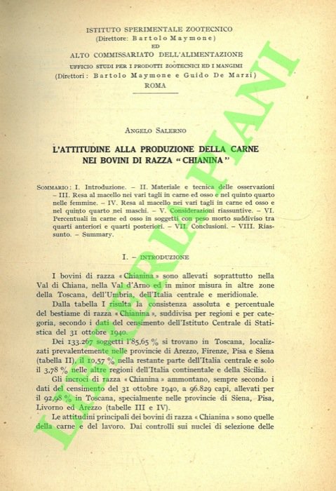 L'attitudine alla produzione della carne nei bovini di razza “Chianina” …