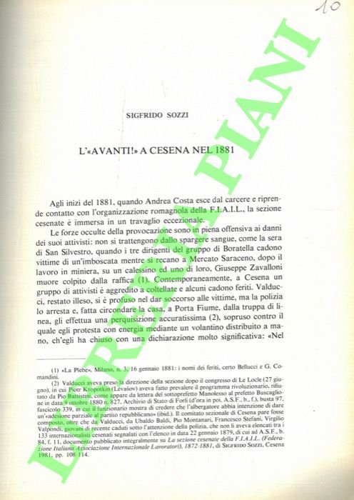 L' “Avanti!” a Cesena nel 1881. | Immagine Gallery 2