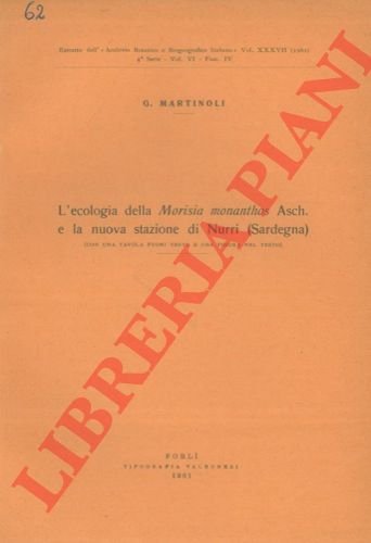L' ecologia della Morisia monanthos Asch. e la nuova stazione …