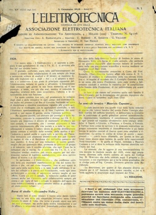 L'elettrotecnica. Giornale ed atti della associazione elettrotecnica italiana.