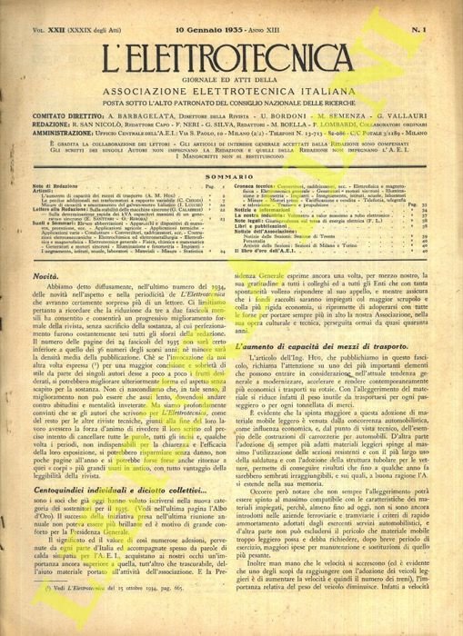 L'elettrotecnica. Giornale ed atti della associazione elettrotecnica italiana.
