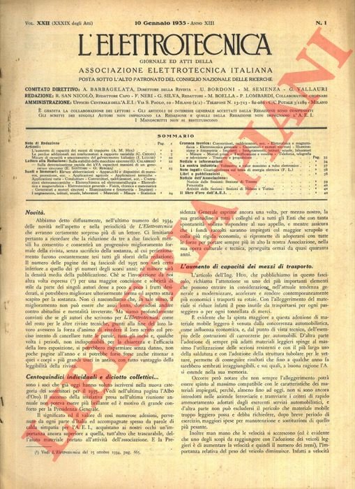 L'elettrotecnica. Giornale ed atti della associazione elettrotecnica italiana.