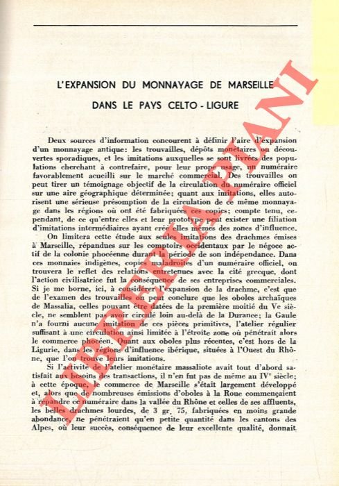 L'expansion du monnayage de Marseille dans le Pays celto-ligure.