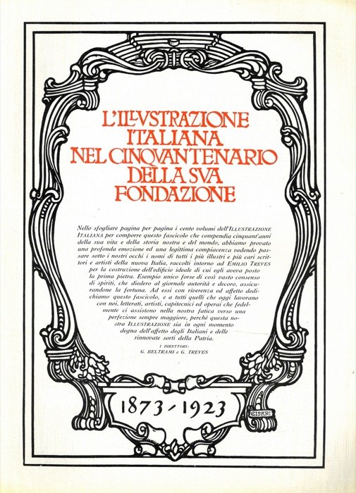 L'Illustrazione italiana nel cinquantenario della sua fondazione. 1873-1923.