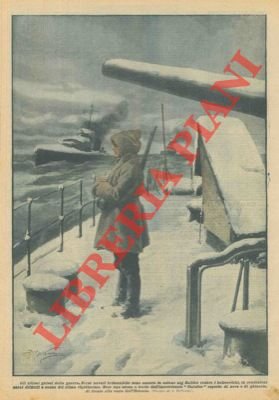 L'incrociatore "Caradoc" coperto di neve e di ghiaccio, di fronte …