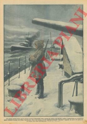 L'incrociatore "Caradoc" coperto di neve e di ghiaccio, di fronte …