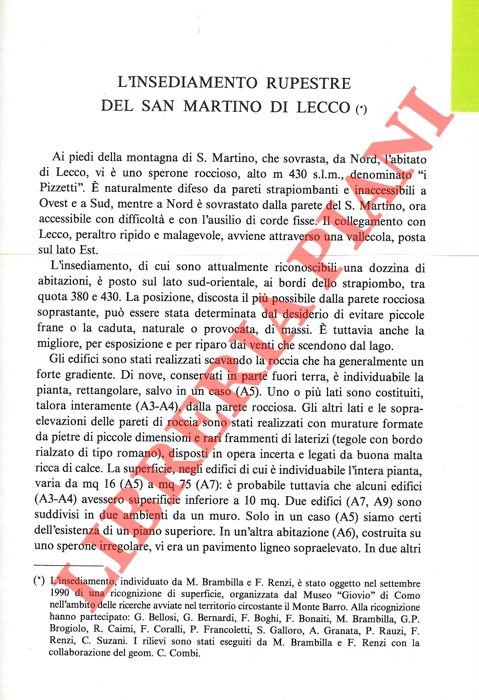 L'insediamento rupestre del San Martino di Lecco.