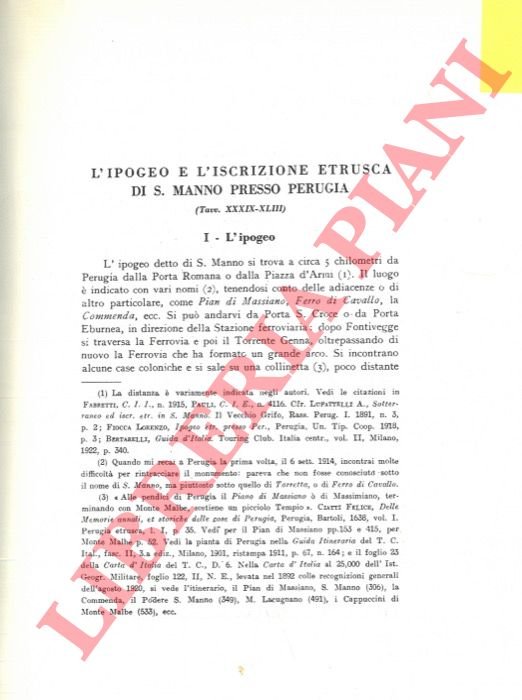 L'ipogeo e l'iscrizione etrusca di S. Manno presso Perugia. | Immagine Gallery 3