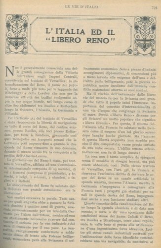L'Italia ed il “libero Reno”.