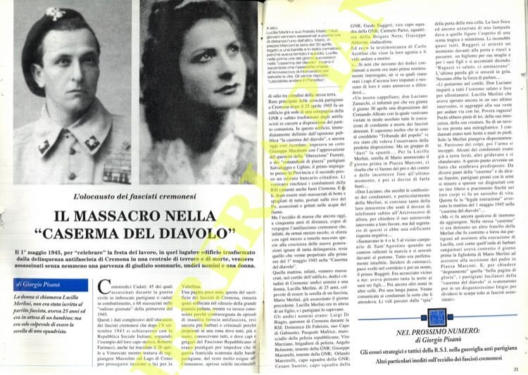 L'olocausto dei fascisti cremonesi. Il massacro nella “Caserma del Diavolo” …