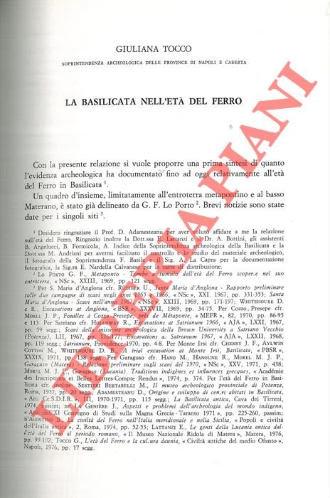 La Basilicata nell'Età del Ferro.