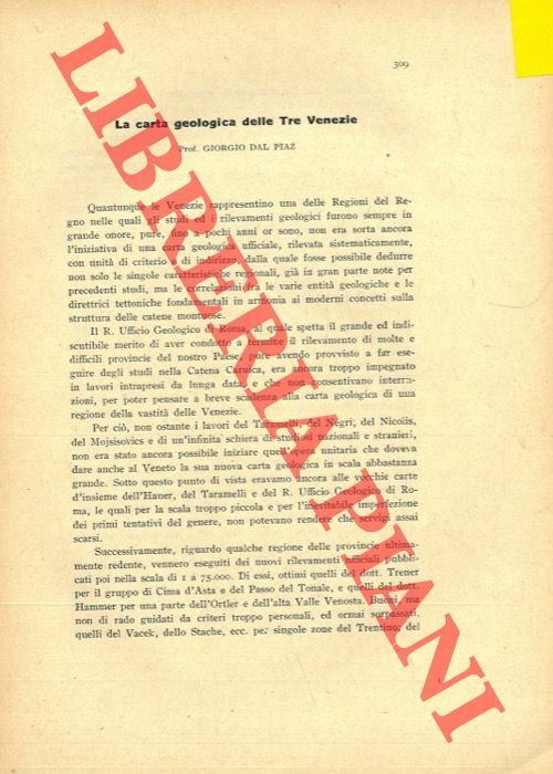 La carta geologica delle Tre Venezie.