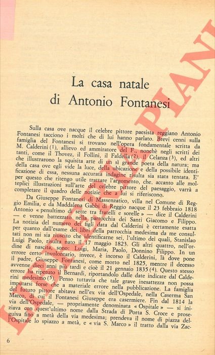 La casa natale di Antonio Fontanesi.