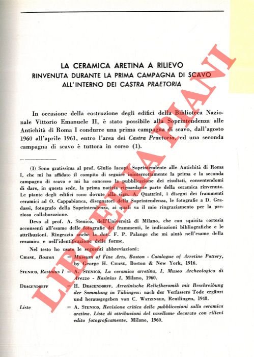 La ceramica aretina a rilievo rinvenuta durante la prima campagna …